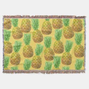 Pineapple watercolor pattern throw blanket