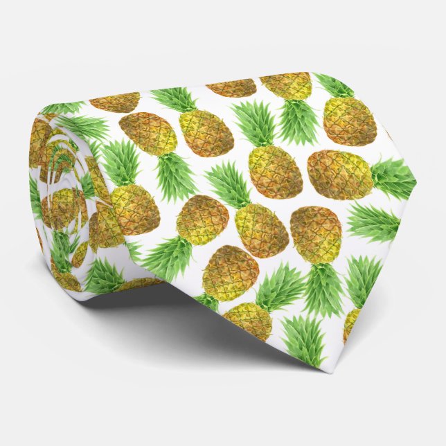 Pineapple watercolor pattern tie (Rolled)