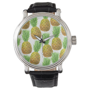 Pineapple watercolor pattern watch