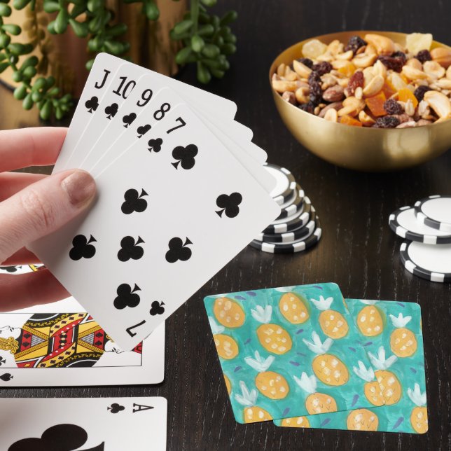 Pineapple Watercolor Print Playing Cards (In Situ)