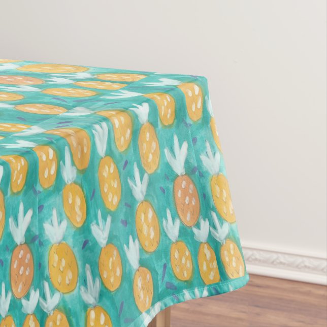 Pineapple Watercolor Print Tablecloth (In Situ)