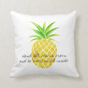 Pineapple Watercolor Stand Tall Wear a Crown Cushion