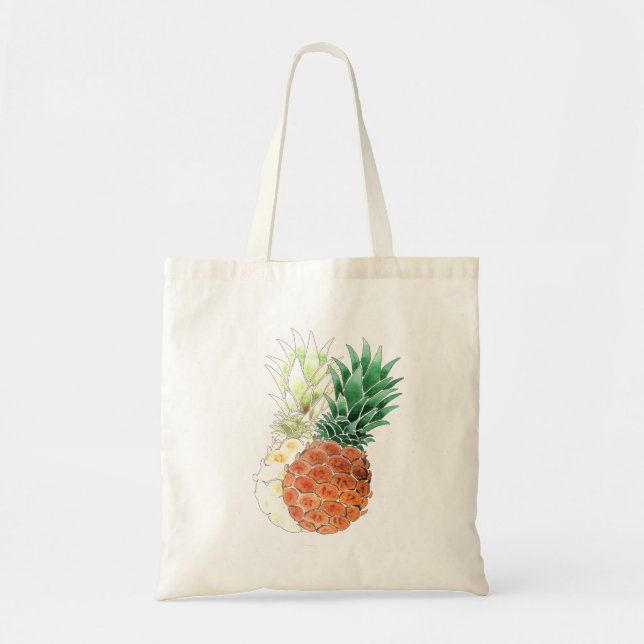 Pineapple, watercolor . tote bag (Front)