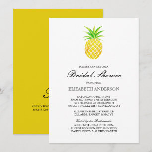 Pineapple Watercolor Tropical Bridal Shower Invitation
