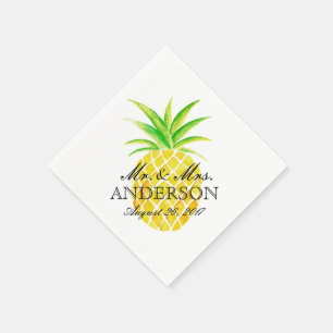 Pineapple Watercolor Tropical Wedding Napkin