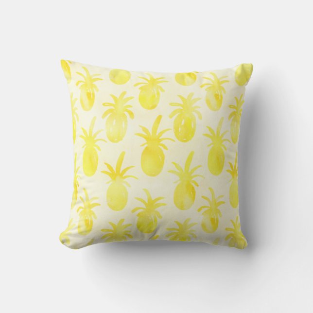 Pineapple watercolour yellow  cushion (Front)