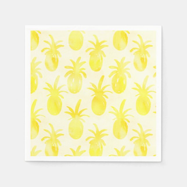 Pineapple watercolour yellow pattern napkin (Front)