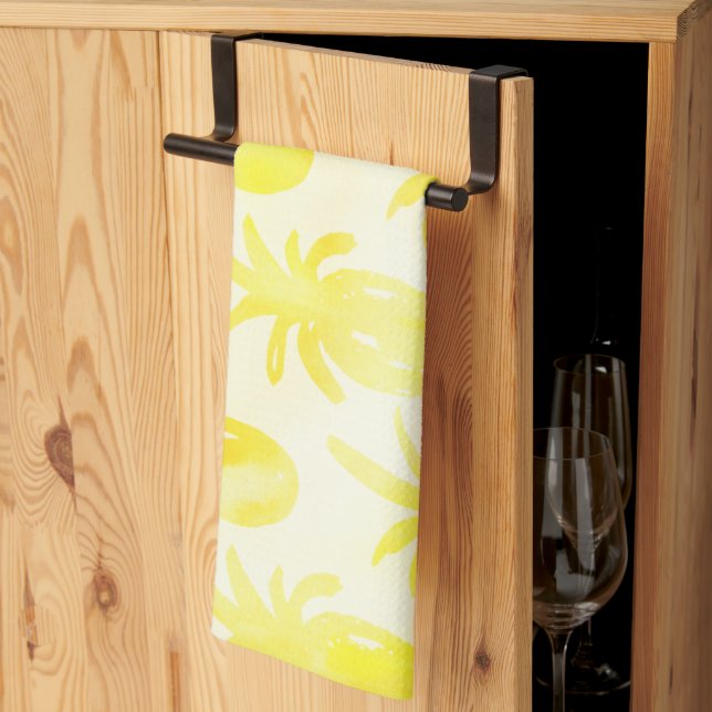 Pineapple watercolour yellow  tea towel (Thirds Fold)