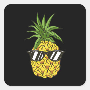 pineapple wearing headphones square sticker