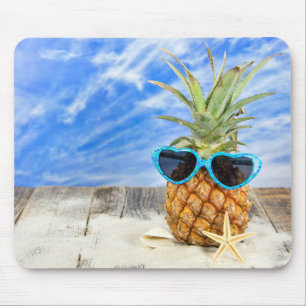 pineapple wearing heart sunglasses mouse mat