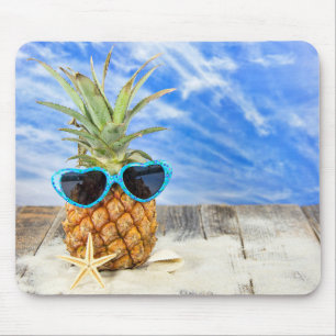 pineapple wearing heart sunglasses mouse mat
