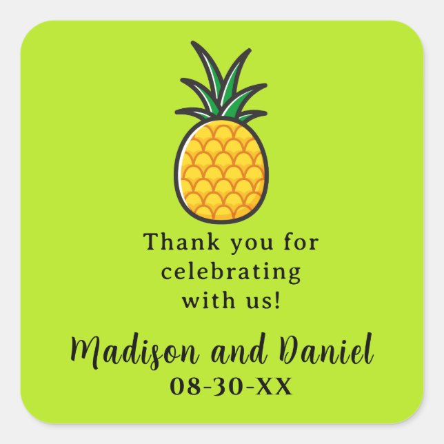 Pineapple Wedding Tropical Favour Sticker (Front)