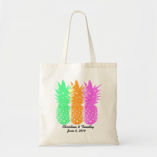 Pineapple Wedding Welcome Bag,Wedding Favour Tote Bag (Front)