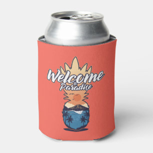 Pineapple Welcome custom text can cooler