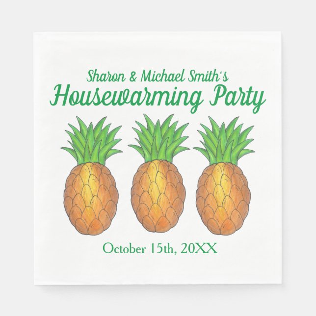 Pineapple Welcome Open House Housewarming Party Napkin (Front)