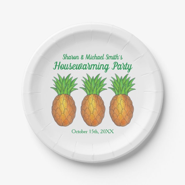 Pineapple Welcome Open House Housewarming Party Paper Plate (Front)