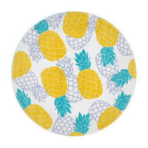 Pineapple white background, seamless pattern. cutting board