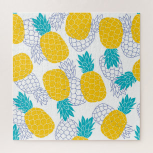 Pineapple white background, seamless pattern. jigsaw puzzle