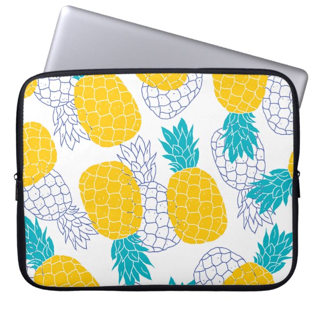Pineapple white background, seamless pattern. laptop sleeve (Front)