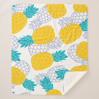 Pineapple white background, seamless pattern. sherpa blanket