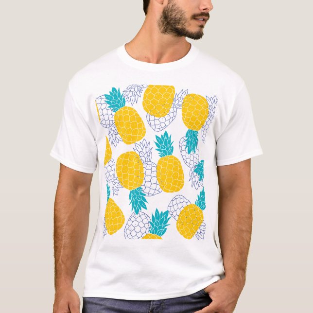 Pineapple white background, seamless pattern. T-Shirt (Front)
