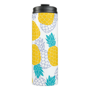 Pineapple white background, seamless pattern. thermal tumbler