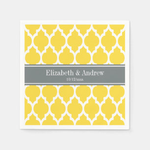 Pineapple White Moroccan #4 Charcoal Name Monogram Napkin