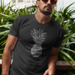 Pineapple White Outline Black Tropical T-Shirt<br><div class="desc">This design was created through digital art. It may be personalised by clicking the customise button and changing the colour, adding a name, initials or your favourite words. Contact me at colorflowcreations@gmail.com if you with to have this design on another product. Purchase my original abstract acrylic painting for sale at...</div>