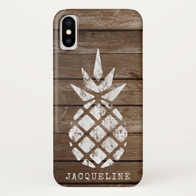 Pineapple, Whitewash on Wood Case-Mate iPhone Case (Back)