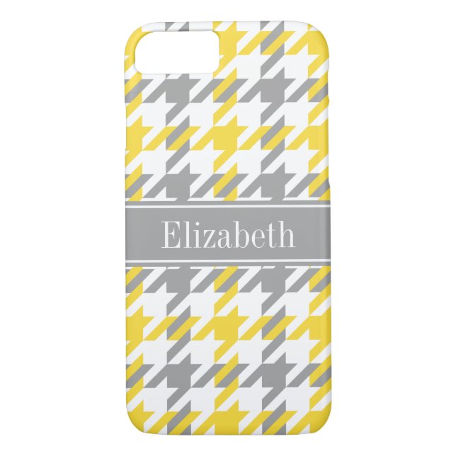 Pineapple Wht Dk Grey Houndstooth Name Monogram Case-Mate iPhone Case (Back)