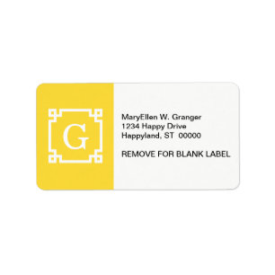 Pineapple Wht Greek Key Frame #2 Initial Monogram Label