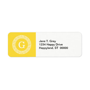 Pineapple Wht Greek Key Rnd Frame Initial Monogram