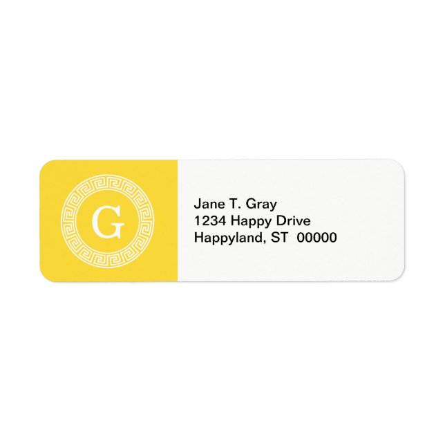 Pineapple Wht Greek Key Rnd Frame Initial Monogram (Front)