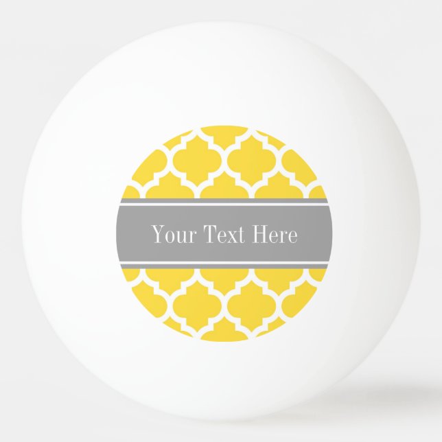 Pineapple Wht Moroccan #5 Dk Grey Name Monogram Ping Pong Ball (Front)