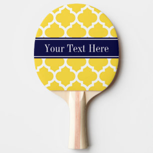Pineapple Wht Moroccan #5 Navy Blue Name Monogram Ping Pong Paddle