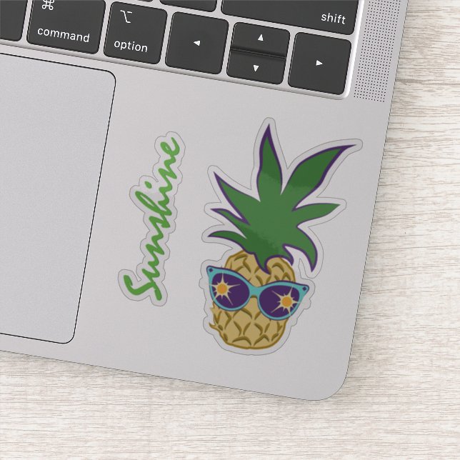 Pineapple with Blue Sunglasses Custom Text (Detail)