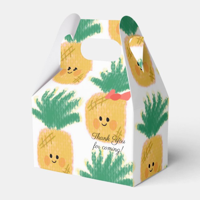 Pineapple with Bow Cute Birthday Favour Box (Front Side)