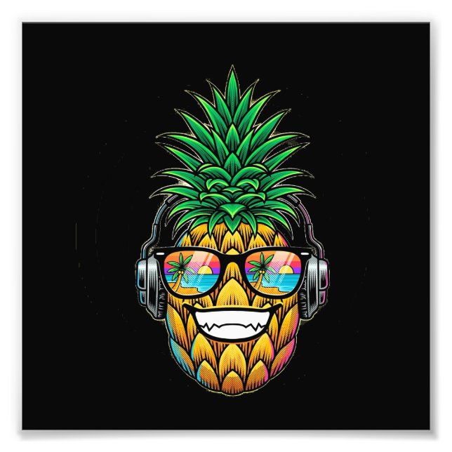 pineapple with eyeglasses photo print (Front)