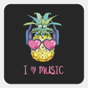 pineapple with glasses tropical vector illustratio square sticker