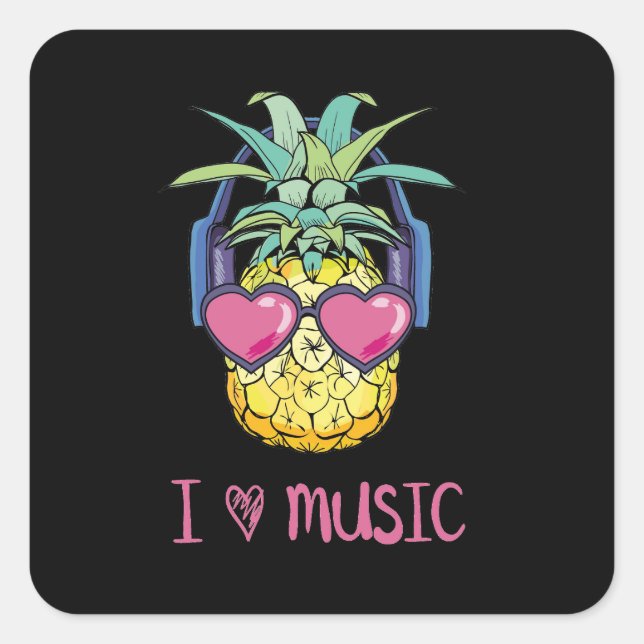 pineapple with glasses tropical vector illustratio square sticker (Front)