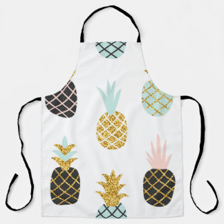 Pineapple with gold glitter, creative pattern. apron