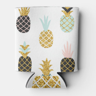 Pineapple with gold glitter, creative pattern. can cooler