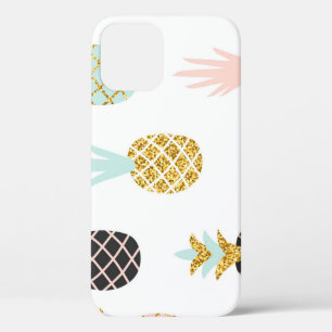 Pineapple with gold glitter, creative pattern. iPhone 12 case