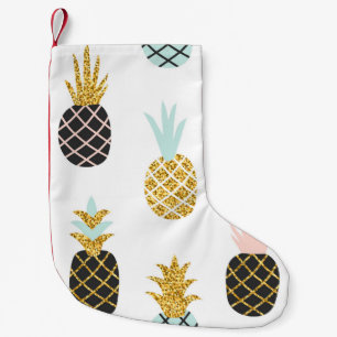 Pineapple with gold glitter, creative pattern. small christmas stocking