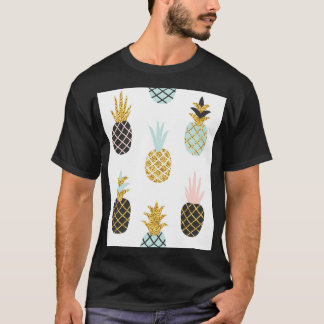 Pineapple with gold glitter, creative pattern. T-Shirt