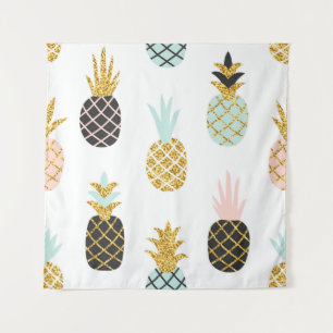 Pineapple with gold glitter, creative pattern. tapestry