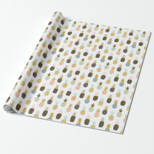 Pineapple with gold glitter, creative pattern. wrapping paper