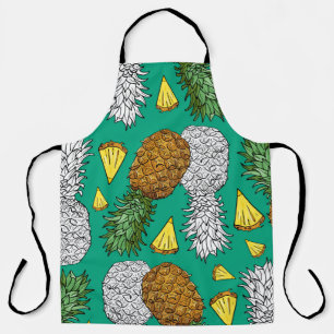 Pineapple with leaves, little chunks. Seamless pat Apron