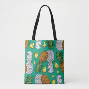 Pineapple with leaves, little chunks. Seamless pat Tote Bag