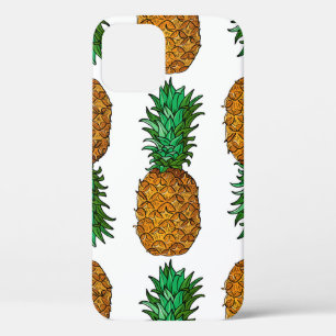 Pineapple with leaves. Seamless pattern with tropi iPhone 12 Case